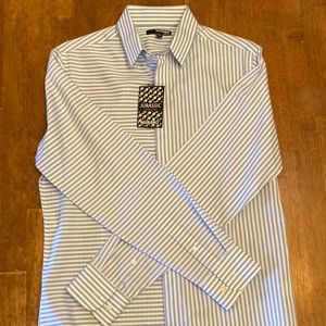 Blue and white striped Murano button down dress shirt